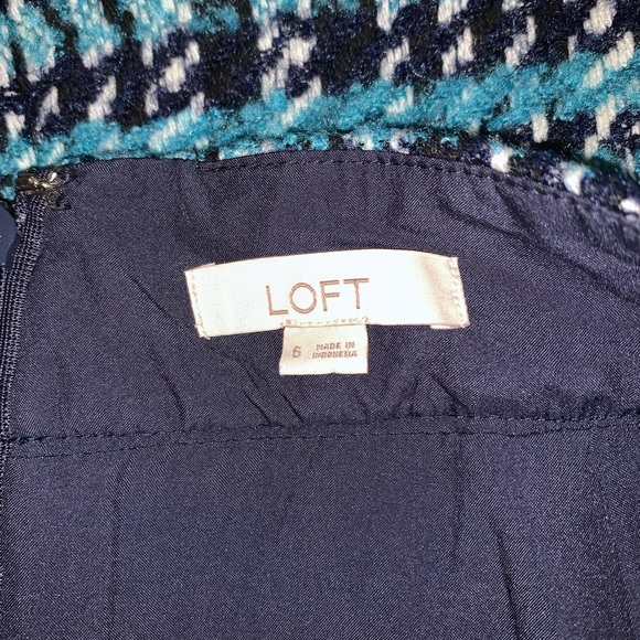 Loft navy/blue plaid wool tweed lined mini skirt size 6 - Picture 3 of 3